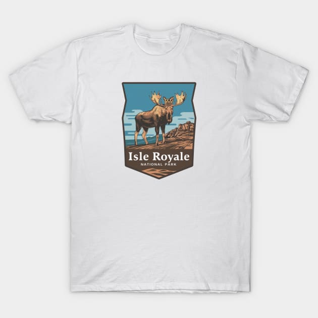 Isle Royale National Park Moose Emblem T-Shirt by Perspektiva